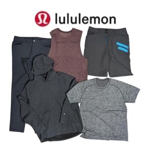 5 piece Men Lululemon Bundle Size Large 34 A mix Of T-shirts Shorts Hoodie Pants